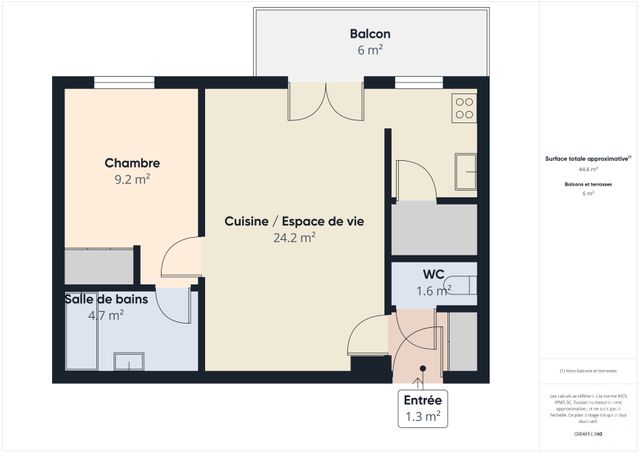 Appartement F2 à vendre - 2 pièces - 45.62 m2 - TRAPPES - 78 - ILE-DE-FRANCE - Century 21 Asf Immo